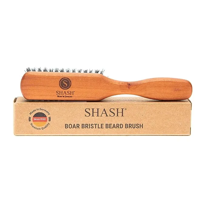 Made in Germany - SHASH The Original 100% Boar Bristle Beard Brush, Made in Germany - Naturally Conditions, Smooths and Softens Beard, Eases Itch and Irritation, Supports Healthy Growth