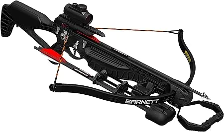 BARNETT Blackcat Recurve Crossbow Hunting Package, with Red Dot Sight, 2 Arrows, Lightweight Quiver, Shoots 260 Feet Per Second, Black Strike