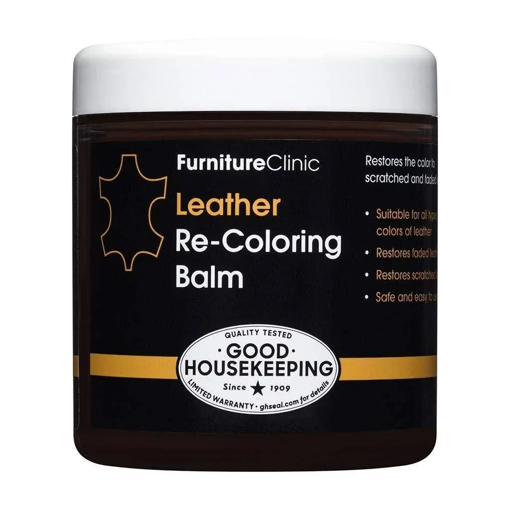 The Original Leather Recoloring Balm by Furniture Clinic - 16 Color Options - Leather Repair Kit for Furniture - Restore Couches, Car Seats, Clothing - Non-Toxic Leather Repair Cream (Dark Brown)