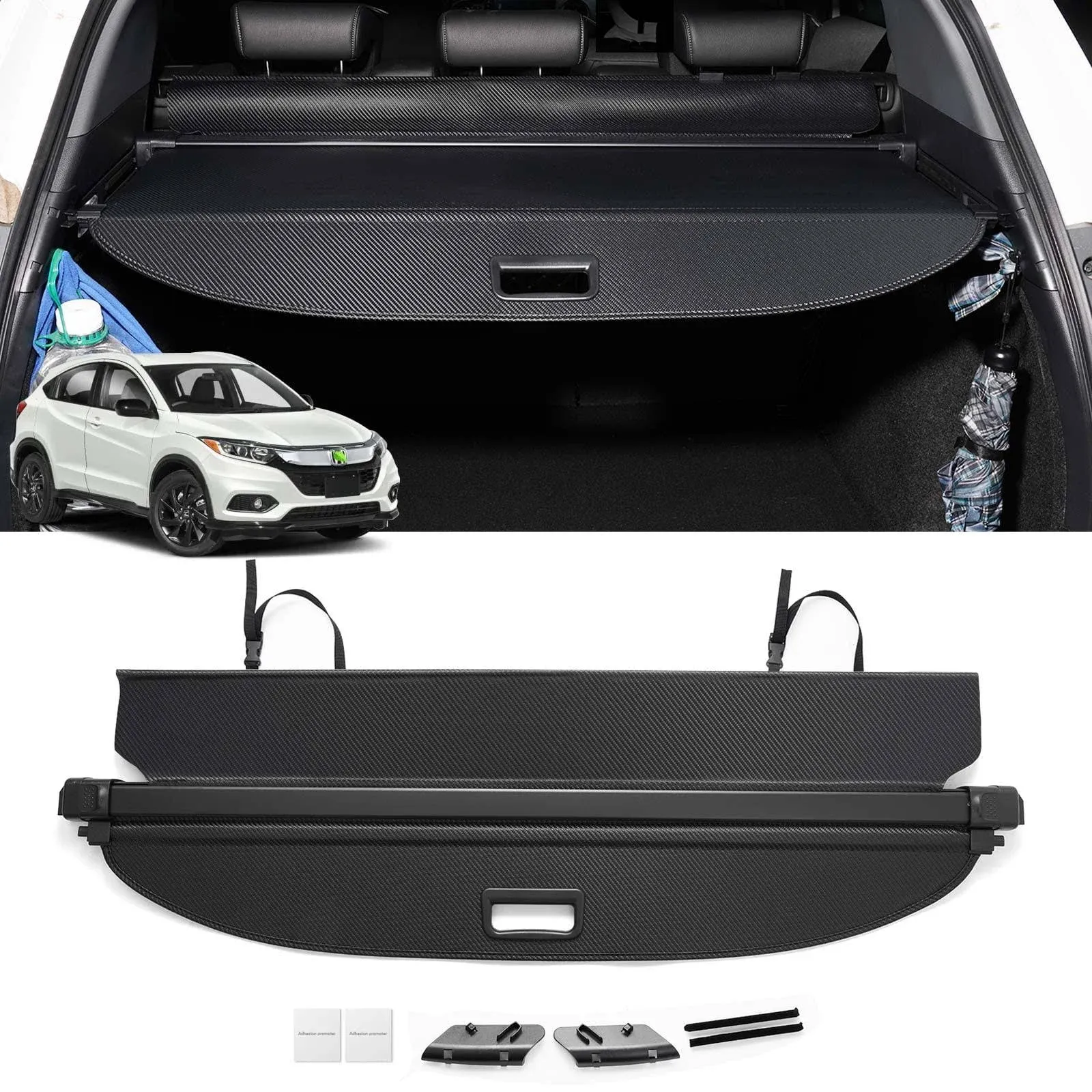 Powerty Cargo Cover for 2016-2021 2022 Honda HR-V HRV Accessories Trunk Cover Retractable Trunk Shielding Shade Cargo Luggage Cover No Gap