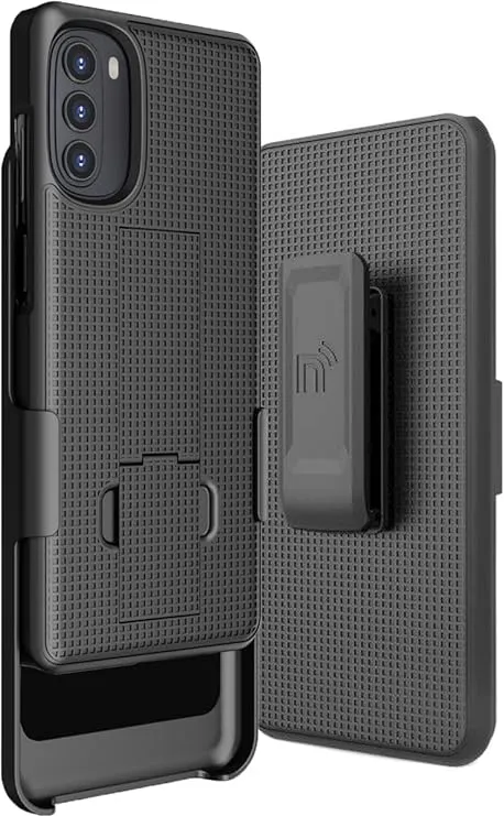 Textured Hard Case Cover Stand and Belt Clip Holster for Moto G 5G (2022) XT2213