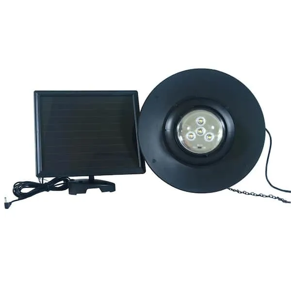 NATURE POWER 4-Light Black Indoor/Outdoor Solar-Powered LED Hanging Shed Light with Remote Control 21030