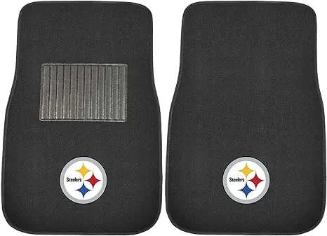 FANMATS 10302 Pittsburgh Steelers 2-Piece Embroidered Team Logo Car Mat Set, Front Row Automotive Floor Mats