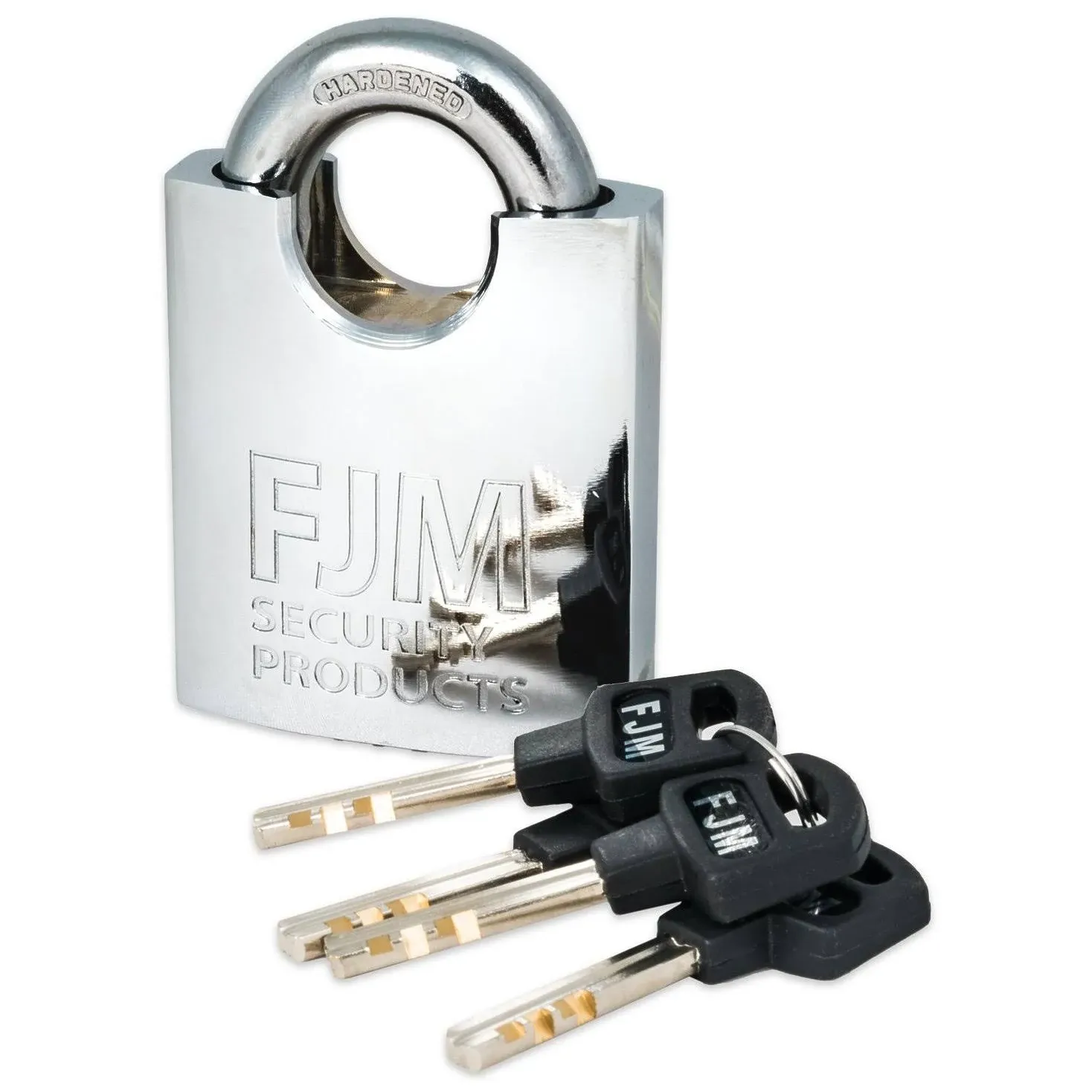 FJM SECURITY SPRS60-1-CR-KD SHROUDED  PADLOCK CHROME PLATED Key Differently. NEW