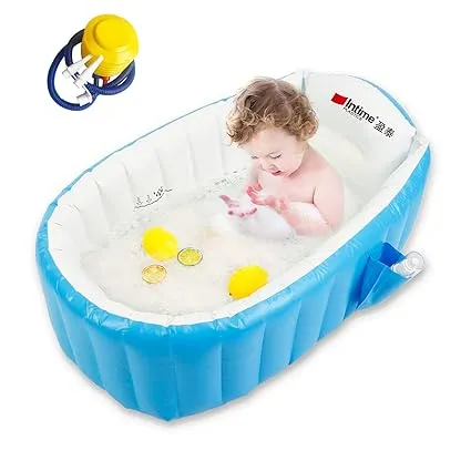 Inflatable Baby Bathtub, Newborn Baby Bathtub seat for Infant, Non-Slip Baby Pool for Sitting up, Portable Toddler tub Shower, Foldable Travel tub with Pool Toy &air Pump Accessories.