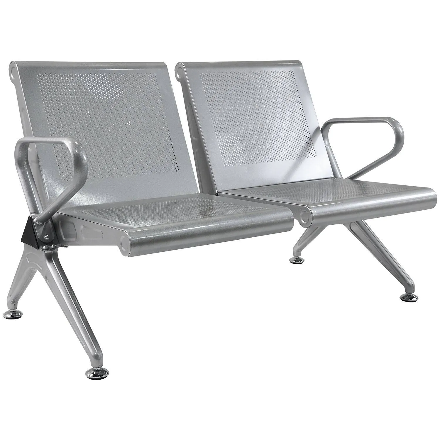 2-Seat Office Airport Waiting Room Chair Bank Barber Salon Hall Seat Steel Bench