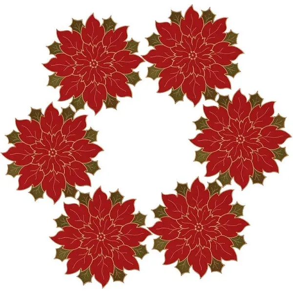 Simhomsen Festive Poinsettia Doilies for Christmas Holiday Table Centerpieces..<wbr/>.