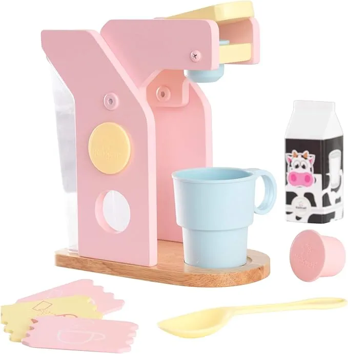 KidKraft Pastel Wooden Coffee Set, Children's Kitchen Accessory