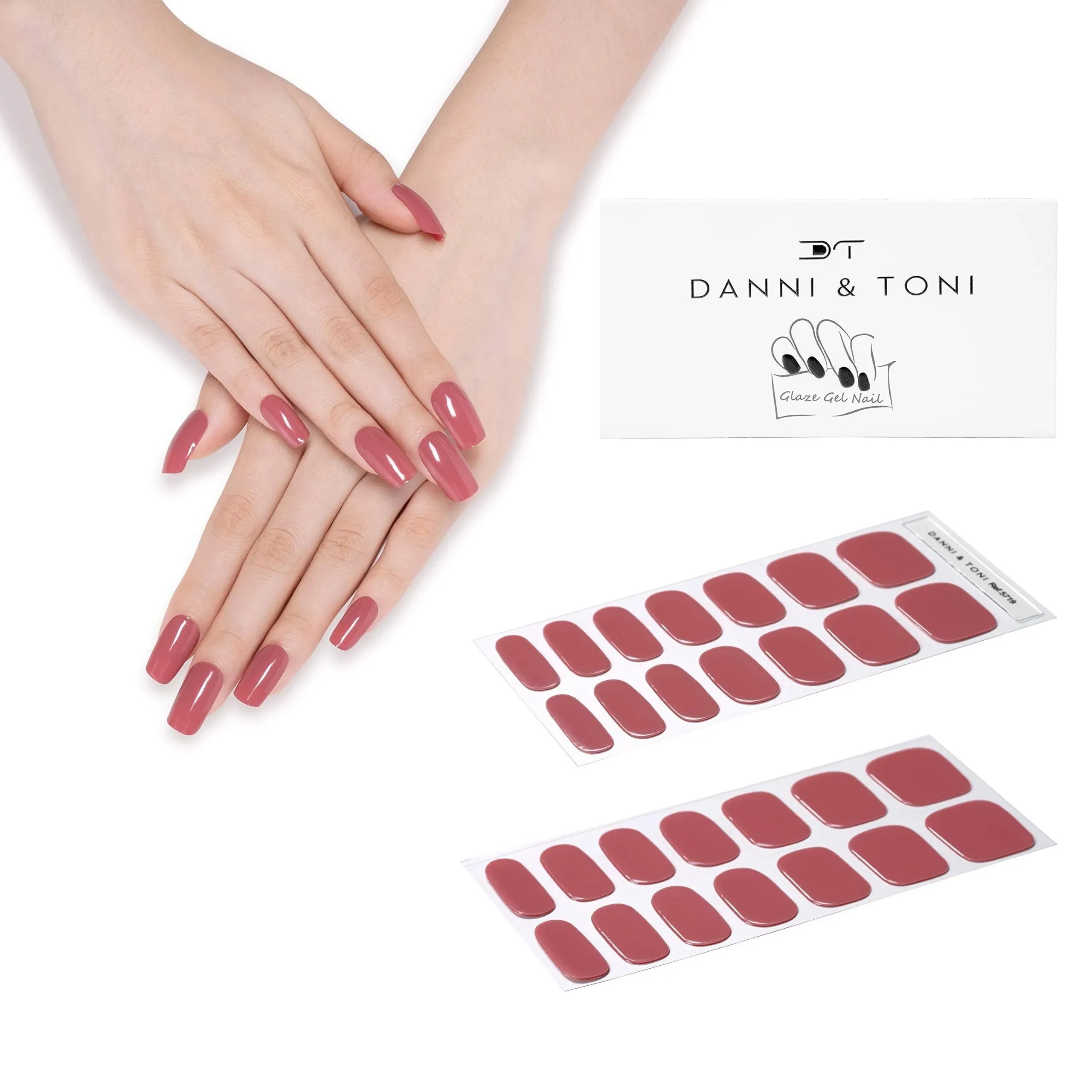 DANNI &amp; TONI Semi-Cured Gel Nail Strips Camellia Mauve Gel Nail Stickers/Wrap.<wbr/>..