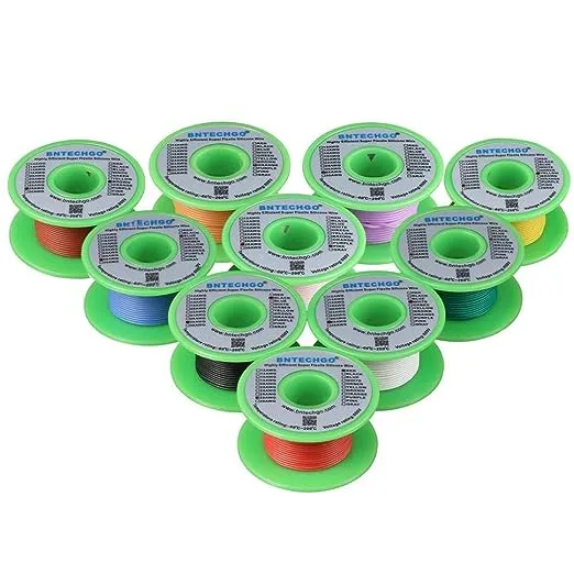 BNTECHGO 28 Gauge Silicone Wire Kit 10 Color Each 25 ft Flexible 28 AWG Stranded Tinned Copper Wire
