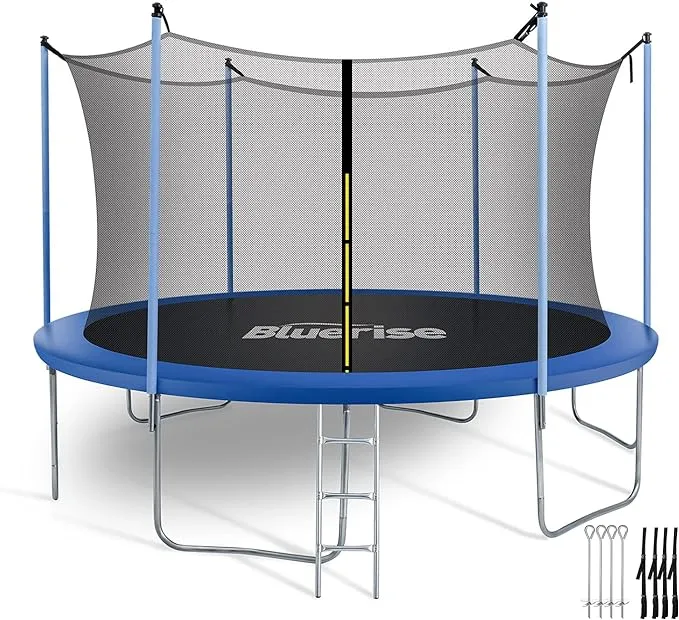 BLUERISE Trampoline 55IN 6FT 8FT 12FT Toddler Trampoline for Kids Outdoor Play for Kids Trampoline Basketball Hoop Attachment with Enclosure Net Easy to Assemble Outdoor Indoor Trampoline