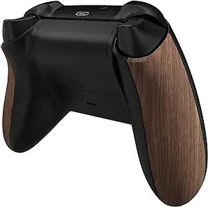 eXtremeRate Replacement Non-Slip Side Rails Grip Back Panels for Xbox Series X & S Controller - Wood Grain