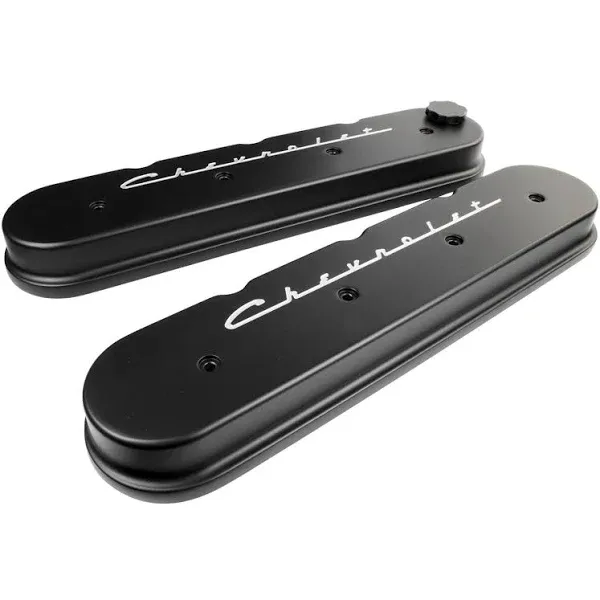 BILLET SPECIALTIES CHEVROLET SCRIPT LS CAST VALVE COVERS,BLACK,# BLK95423