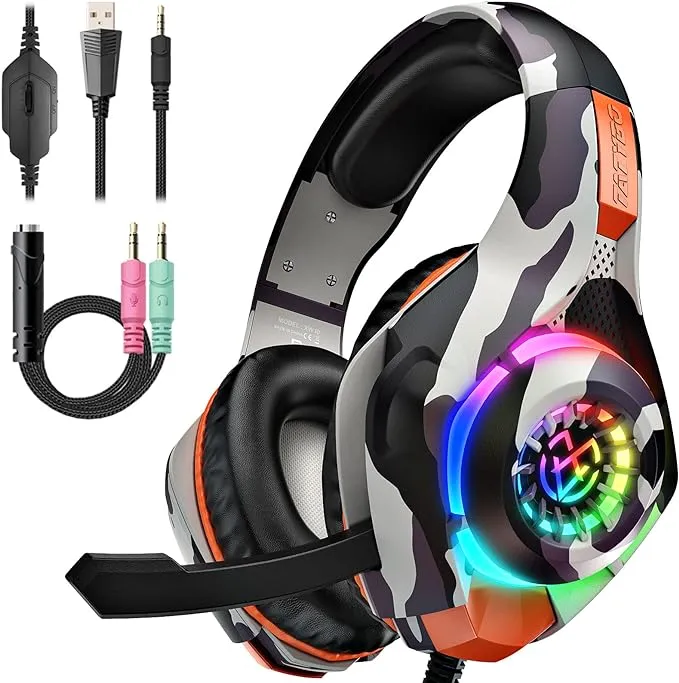 Tatybo Gaming Headset for PS4 PS5 PC, Over Ear Xbox One Switch Gaming Headphones ...