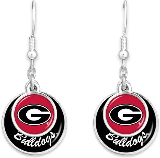 Georgia Bulldogs Stacked Disk Earrings Jewelry Gift Licensed UGA