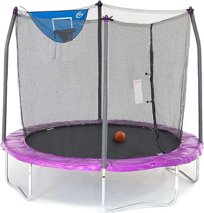 Skywalker Trampolines 12-Foot Jump N’ Dunk Trampoline with Enclosure Net - Basketball Trampoline