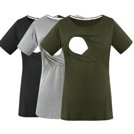 Smallshow Women s Maternity Nursing Tops Clothes Breastfeeding T-Shirts 3-Pack