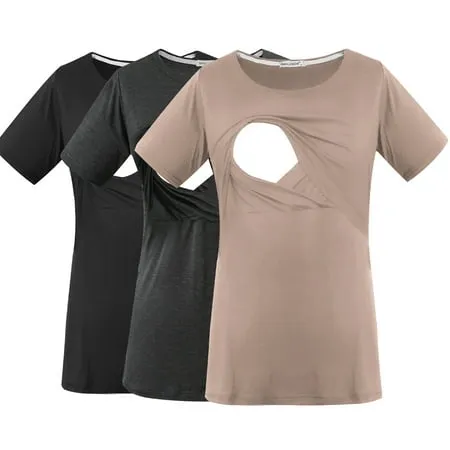 Smallshow Women s Maternity Nursing Tops Clothes Breastfeeding T-Shirts 3-Pack