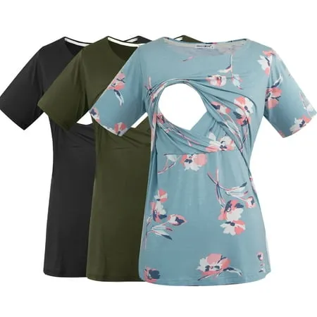 Smallshow Women s Maternity Nursing Tops Clothes Breastfeeding T-Shirts 3-Pack