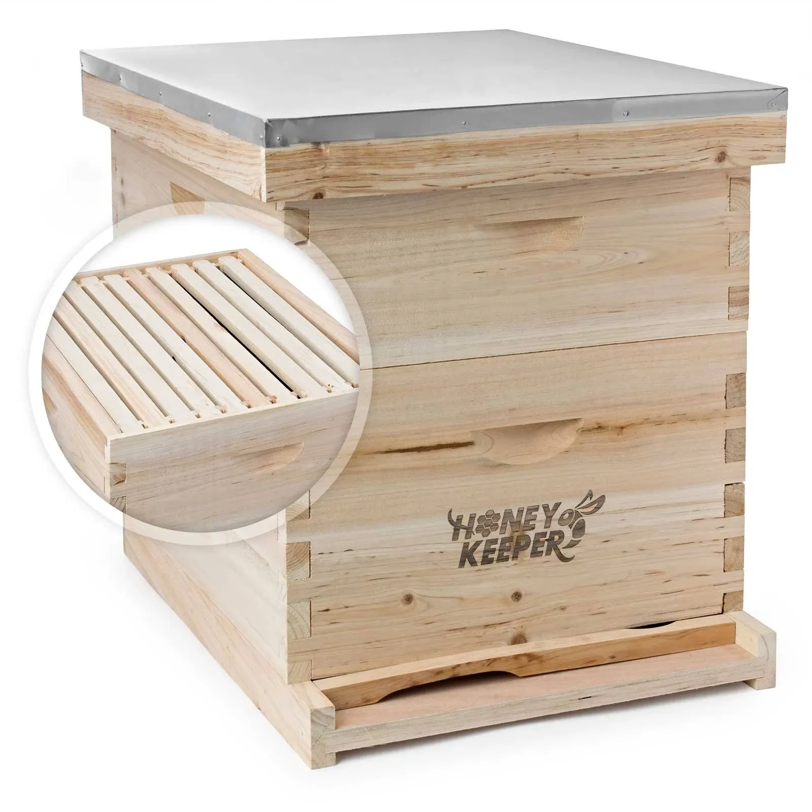 Honey Keeper Beehive 20 Frame Complete Box Kit (10 Deep and 10 Medium) with Metal ...