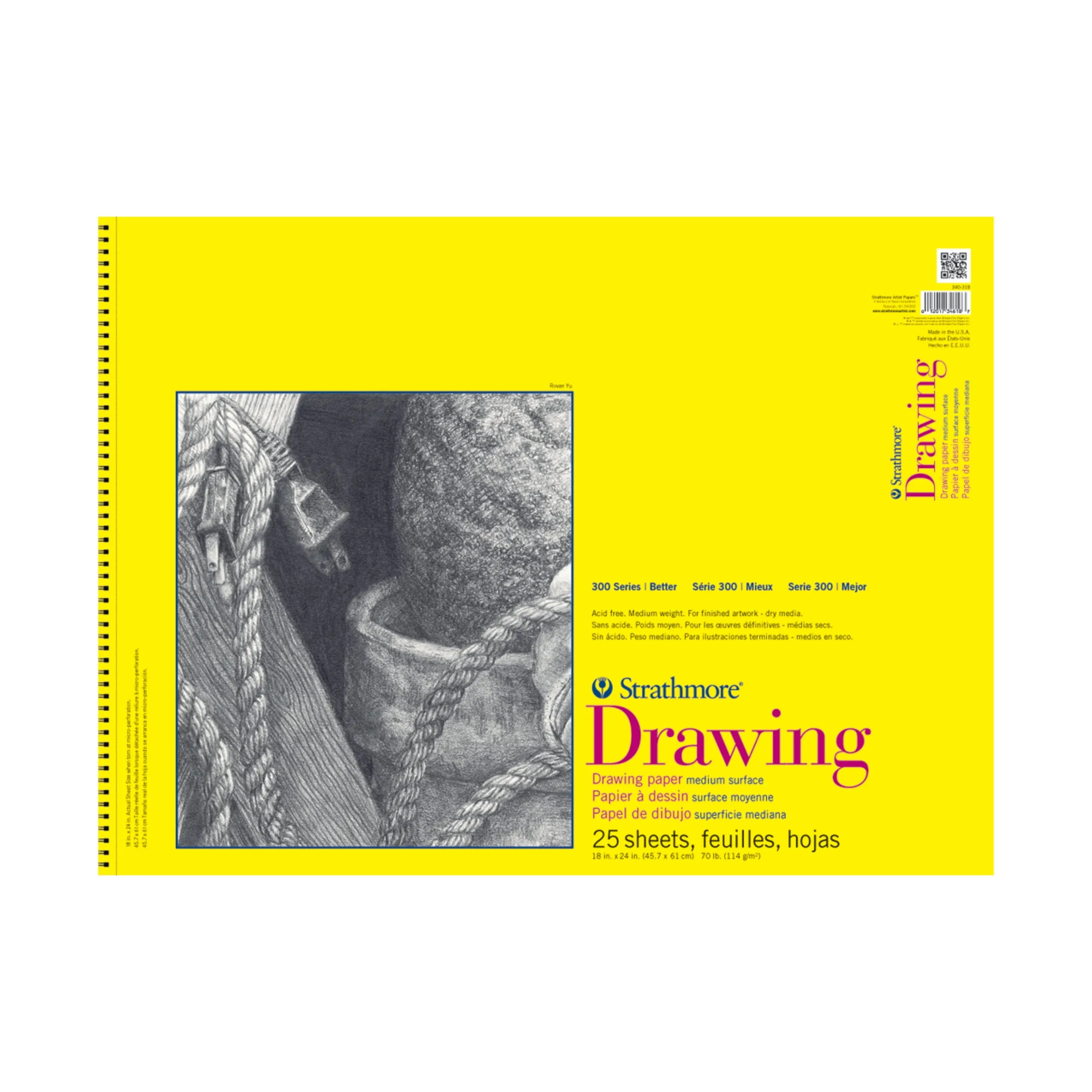 Strathmore Drawing Paper Pad, 300 Series, 25 Sheets, 9in x 12in,