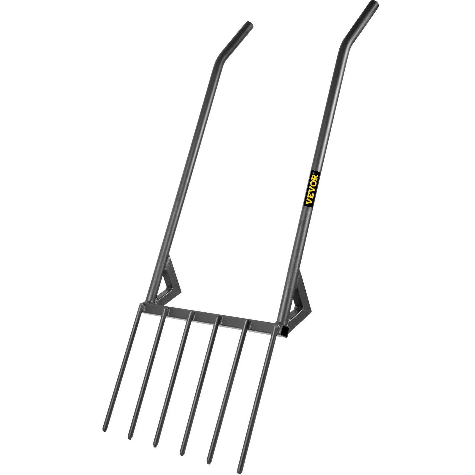 VEVOR Broad Fork Tool, 6 Tines 20 in Wide Hand Tiller Broadfork, U-Shape Garden Tool with Fiberglass Handle for Gardening and Cultivating, Aerate Clay Soil for Farm