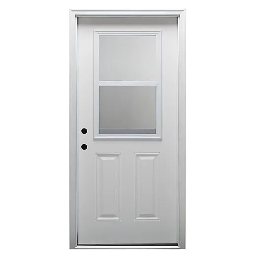 32 in. x 80 in. Vented Right-Hand Inswing 1/2-Lite Clear Glass 2-Panel Primed Fiberglass Smooth Prehung Front Door