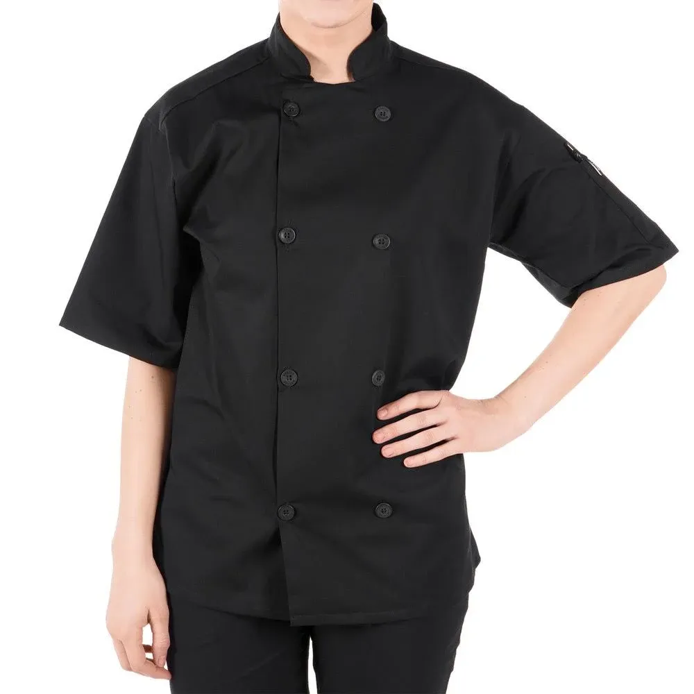 Mercer Culinary M60013BK2X Millenia Series Black Short Sleeve Chef Coat - XXL