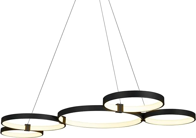 VONN Lighting VMC32410BL Capella Black 55" LED Modern Adjustable Multi-Ring ...