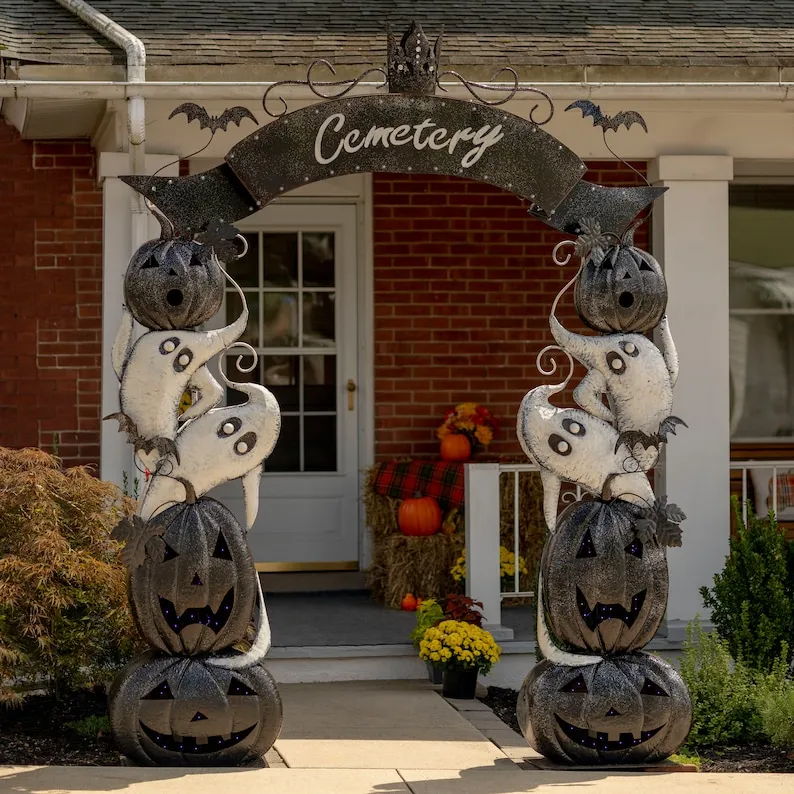 Large Halloween Cemetery Arch with LED Lights