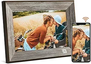 KODAK WiFi Digital Picture Frame, 10.1 Inch 1280 * 800 Resolution Touch Screen with 16GB Storage,Effortless to Set up,Share Video and Photos via E-Mail or App-Gift for Friends and Family(Grey Wood)