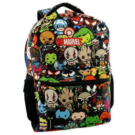 Marvel Kawaii Avengers Boys Girls 16" School Backpack (One size, Black/Multi)