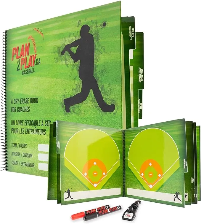 Plan2Play Baseball Clipboard Dry Erase Book for Coaches Dry Erase Coaching Board ...