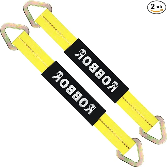 Robbor Axle Strap with D-Ring and Protective Sleeve 36 in. x 2 in Axle Tie Down Straps Offer 3333 Lb. Capacity (WLL) 10 000 Breaking Strength Heavy Duty Car Axle Tow Straps