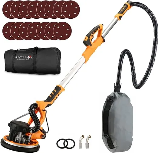 Drywall Sander, Electric Drywall Sander 1390W 8.5A Variable Speed 900-2600RPM Wall Sander, Vacuum Function, With LED Light, Retractable Handle, Anti-Dust Hose, 12pcs Sanding Discs For Ceiling And wall