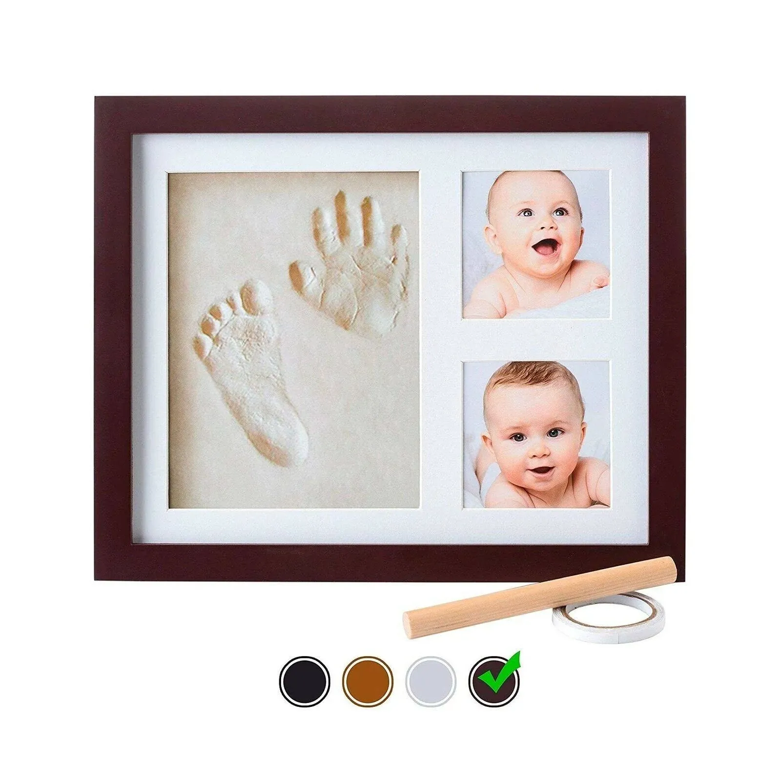 Baby Handprint Kit Non-Toxic Clay Farmhouse Style Baby Picture Frame