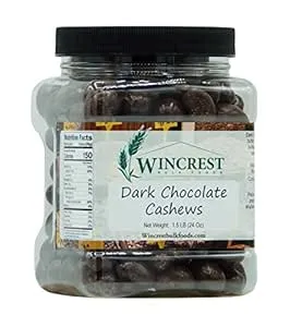 WinCrest Dark Chocolate Cashews - 1.5 Lb Tub - Free Expedited Shipping!