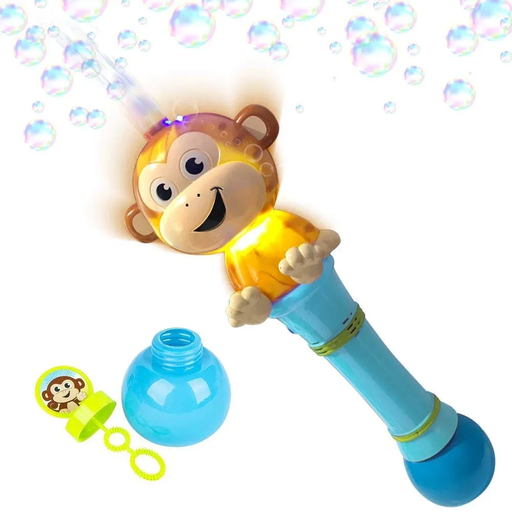 ArtCreativity Light Up Monkey Bubble Blower Wand - 12 inch Illuminating Bubble ...