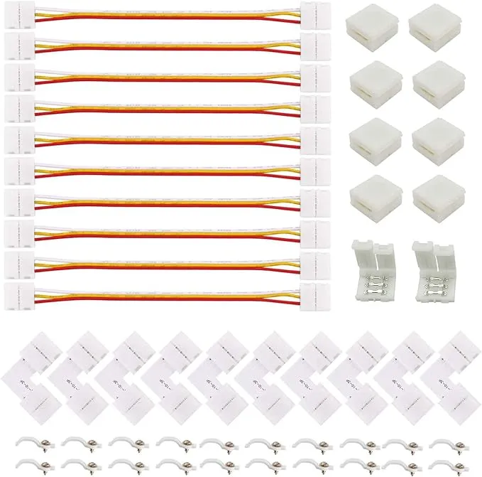 3 Pin RGB LED Strip Connector Kit Includes 10x Jumper, L Shape... 