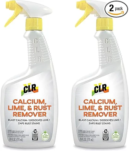 CLR Calcium, Lime & Rust Remover, Blasts Calcium, Dissolves Lime Deposits, Zaps Stubborn Rust Stains and Hard Water Deposits, 26 Ounce Spray Bottle (Pack of 2)