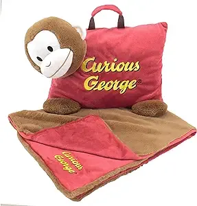 Animal Adventure Curious George Character Cuddle Combos 2-in-1 Stow-n-Throw ...