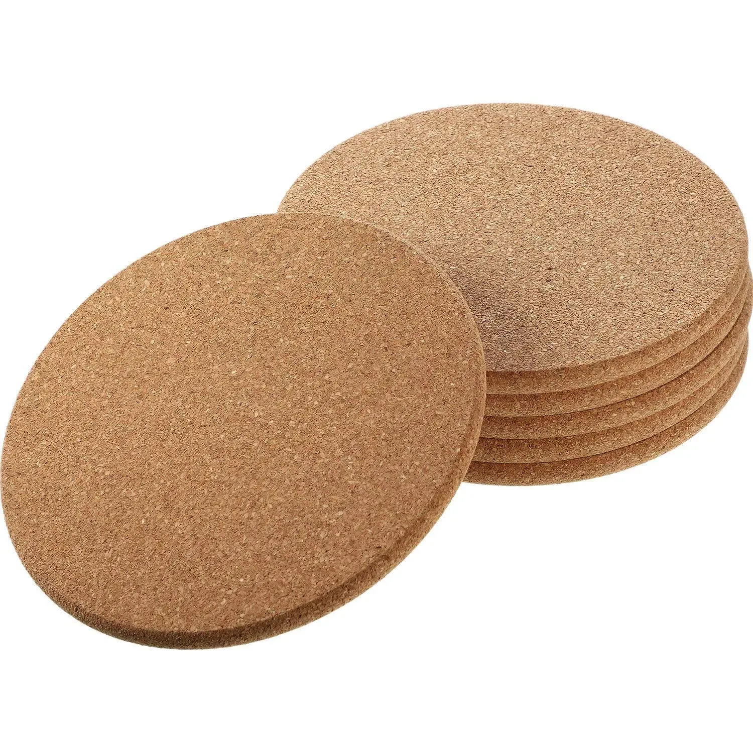 Boao 6 Pieces Round 6" Absorbent Cork Coasters Wooden 0.3 Inch Thick Cork Drink Coasters for Home, Drinks Coffee Table Dining Wooden Table Desk