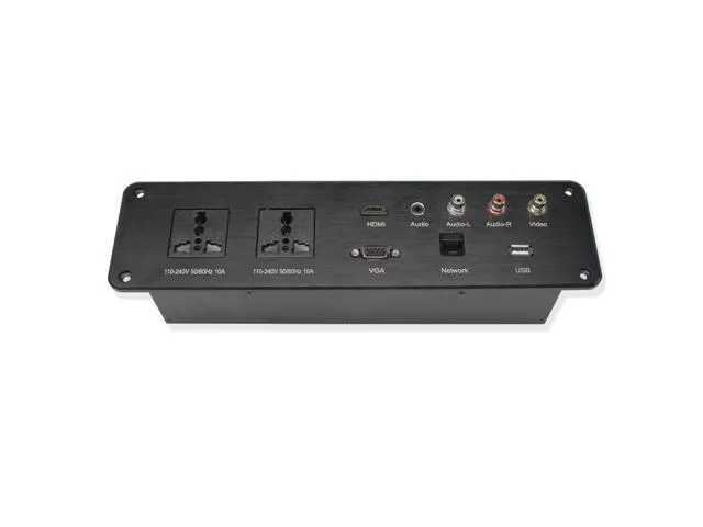 Table Pop Up Power Box-Conference Damped Multimedia Outlet Connection Box, Desktop Pop Up Socket with USB, HDMI, VGA, Audio, AV, and Ethernet.