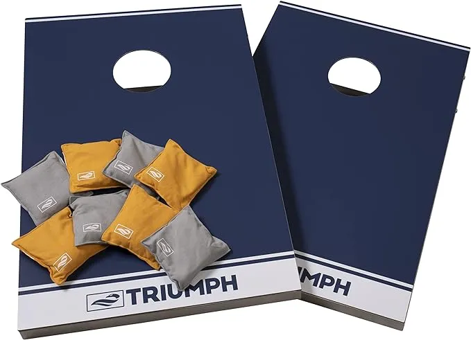 TRIUMPH SPORTS USA All-Weather Aluminum 2x3 Cornhole Set - Includes 2 Boards, 8 Cornhole Bags, and Travel Case,Blue