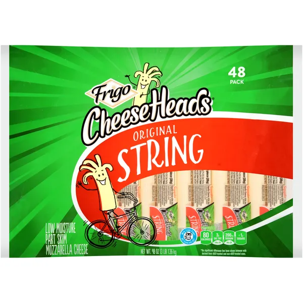 Cheese Heads Frigo String Cheese 1 OZ x 48 Comes with a NESTIVA Sink Strainer.