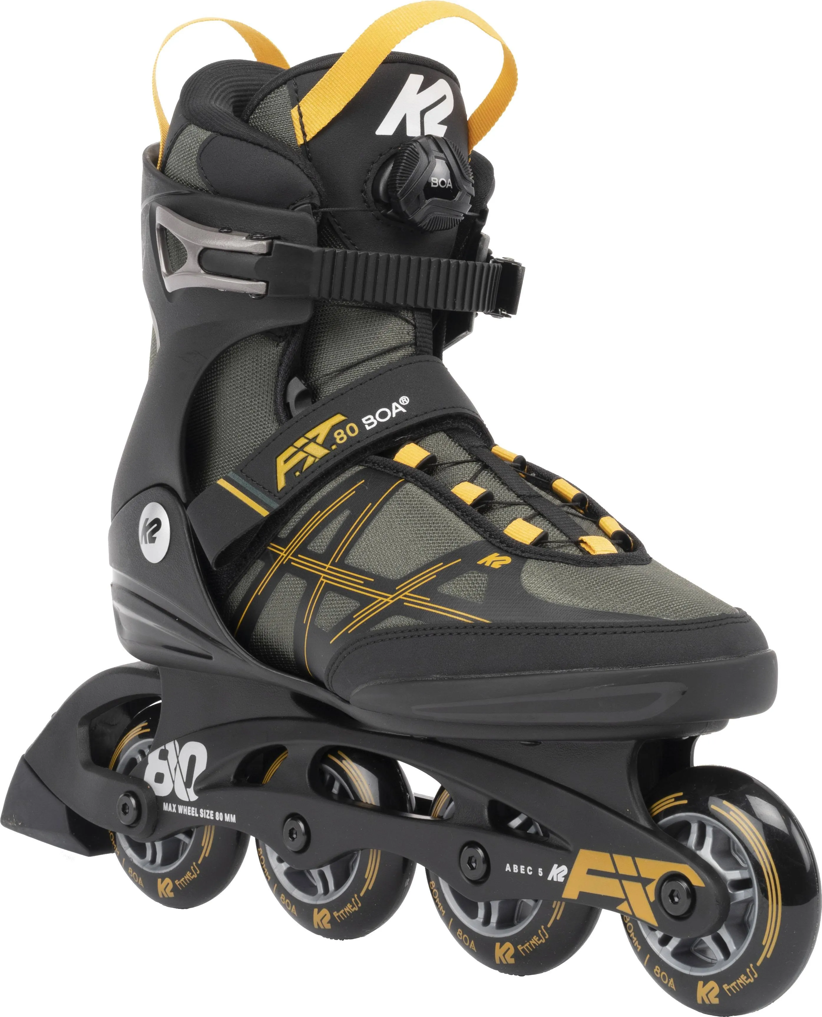 K2 Men s F.I.T. 80 BOA Inline Skates (Black/Yellow ) Size 12.5 US #2W3