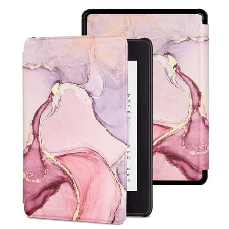 MonsDirect Case Compatible with 6 Kindle Paperwhite (Fits 2012 2013 2015 2016 Version) Model NO: EY21/DP75SDI PU Leather Hard Protective Case Cover with Smart Wake/Sleep Pink Marble