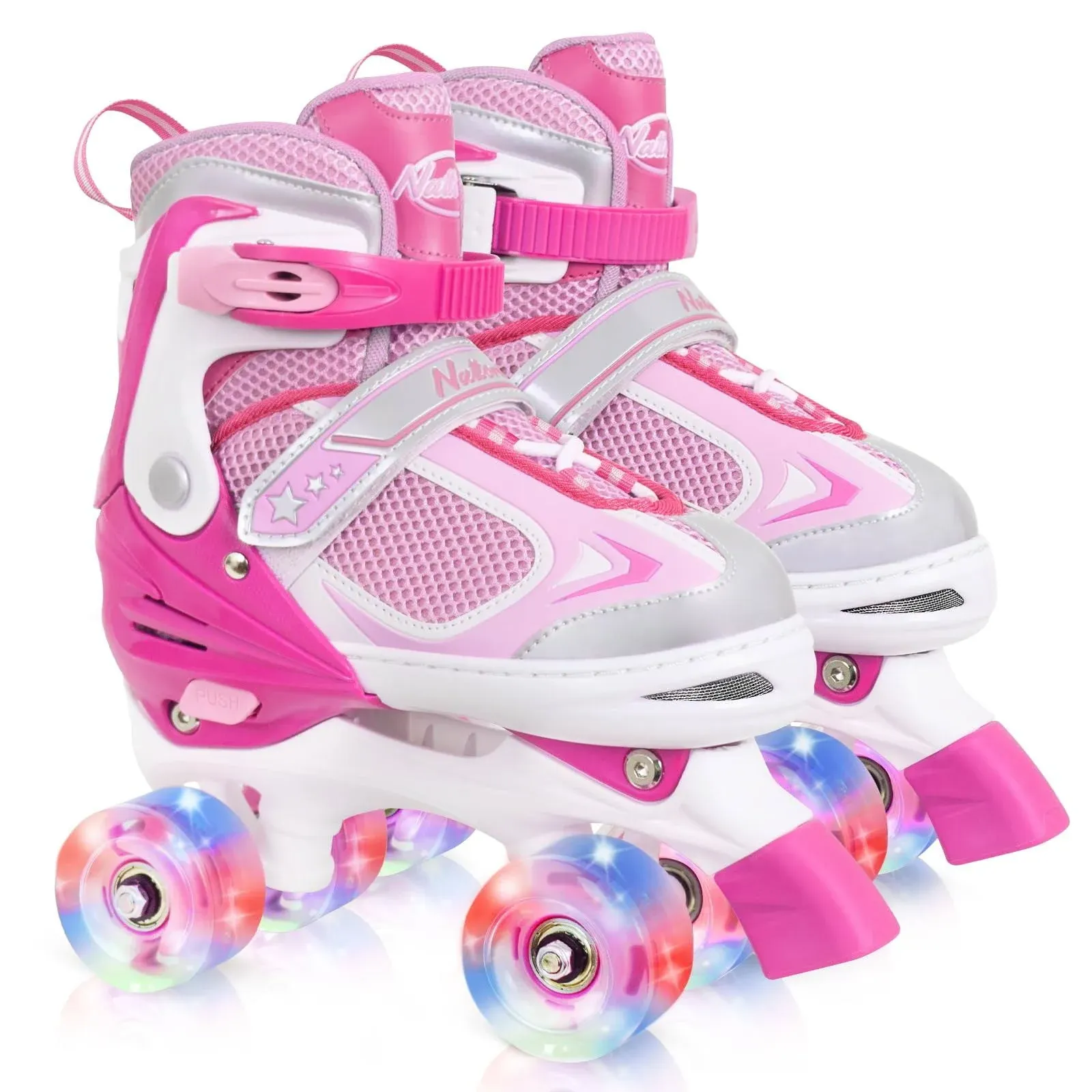 Nattork Kids Roller Skates for Boys Girls Kids, 4 Sizes Adjustable Quad Skates ...