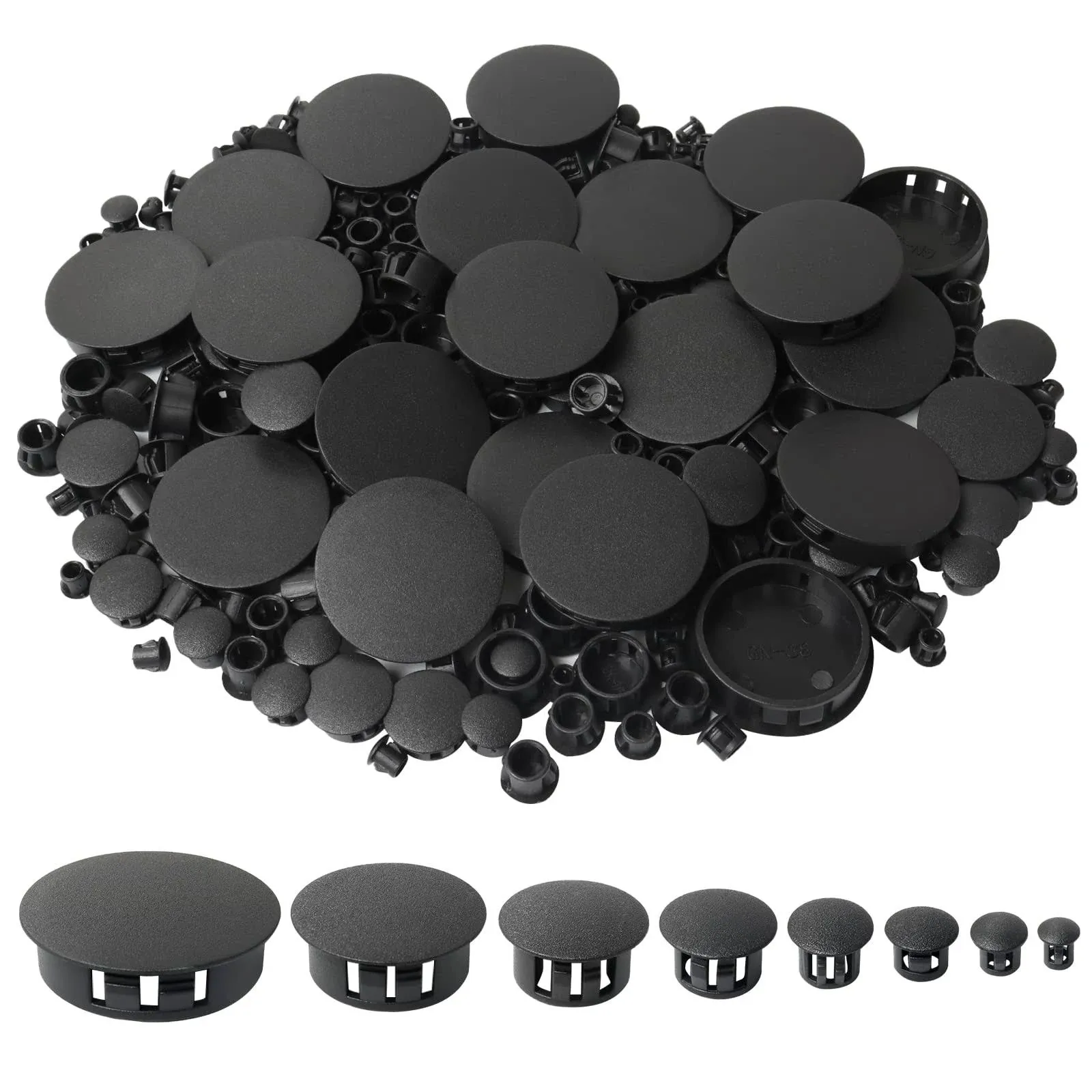 320Pcs 8 Sizes Black Plugs Hole Plastic Hole Plugs Hole Round Plugs Plastic H