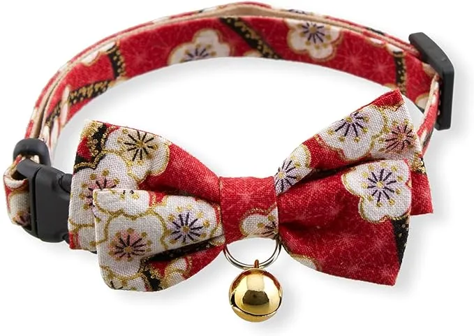 Necoichi Hanami Bow Tie Cat Collar - Red